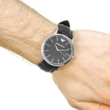 Buy Shop Emporio Armani Renato Analog Black Dial Black Leather Strap Watch For Men - AR8035 USA Online