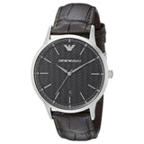 Buy Shop Emporio Armani Renato Analog Black Dial Black Leather Strap Watch For Men - AR8035 USA Online