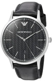 Buy Shop Emporio Armani Renato Analog Black Dial Black Leather Strap Watch For Men - AR8035 USA Online