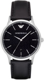 Buy Shop Emporio Armani Renato Analog Black Dial Black Leather Strap Watch For Men - AR8035 USA Online