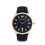 Buy Shop Emporio Armani Renato Analog Blue Dial Black Leather Strap Watch For Men - AR2506 USA Online