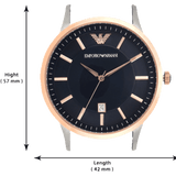 Buy Shop Emporio Armani Renato Analog Blue Dial Black Leather Strap Watch For Men - AR2506 USA Online