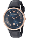Buy Shop Emporio Armani Renato Analog Blue Dial Black Leather Strap Watch For Men - AR2506 USA Online