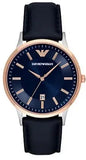 Buy Shop Emporio Armani Renato Analog Blue Dial Black Leather Strap Watch For Men - AR2506 USA Online