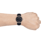 Emporio Armani Renato Analog Blue Dial Black Leather Strap Watch For Men - AR2506