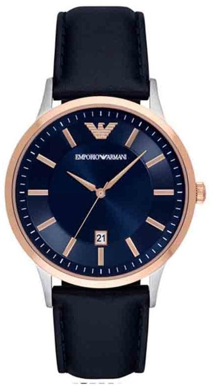 Buy Shop Emporio Armani Renato Analog Blue Dial Blue Leather Strap Watch For Men - AR11188 USA Online