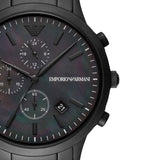 Emporio Armani Renato Chronograph Mother of Pearl Black Dial Black Steel Strap Watch For Men - AR11275