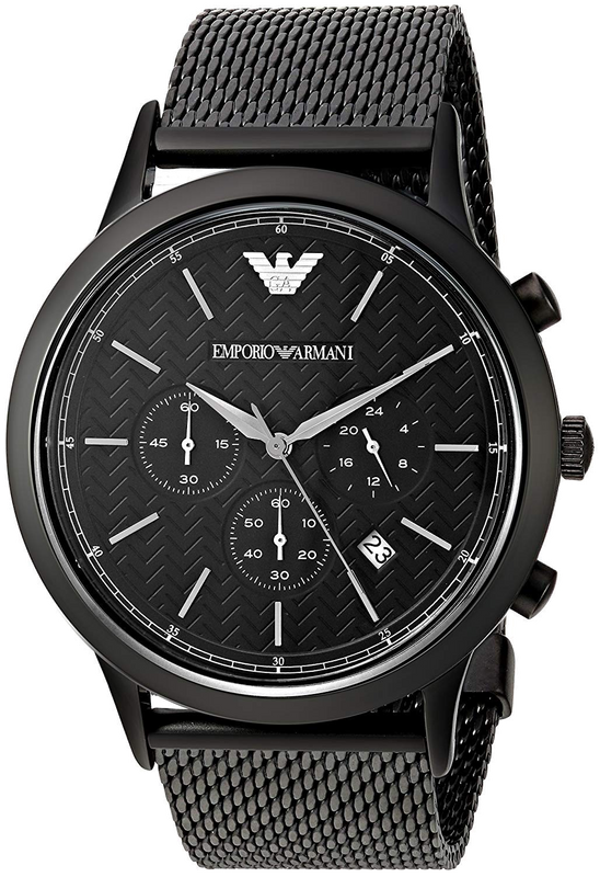 Buy Shop Emporio Armani Renato Chronograph Black Dial Black Mesh Bracelet Watch For Men - AR2498 USA Online