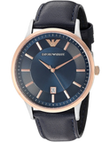Buy Shop Emporio Armani Renato Analog Blue Dial Black Leather Strap Watch For Men - AR2506 USA Online
