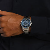 Buy Shop Emporio Armani Renato Automatic Blue Dial Silver Steel Strap Watch For Men - AR60037 USA Online