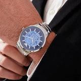 Buy Shop Emporio Armani Renato Automatic Blue Dial Silver Steel Strap Watch For Men - AR60037 USA Online