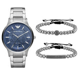 Buy Shop Emporio Armani Renato Automatic Blue Dial Silver Steel Strap Watch For Men - AR60037 USA Online