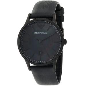 Buy Shop Emporio Armani Renato Black Dial Black Leather Strap Watch for Men - AR11276 USA Online