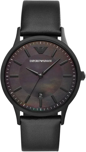 Buy Shop Emporio Armani Renato Black Dial Black Leather Strap Watch for Men - AR11276 USA Online