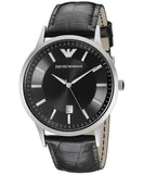 Buy Shop Emporio Armani Renato Black Dial Leather Strap Watch For Men - AR2411 USA Online