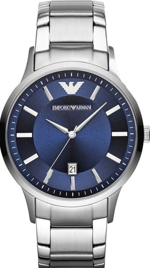Buy Shop Emporio Armani Renato Blue Dial Silver Steel Strap Watch for Men - AR11180 USA Online