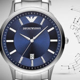 Buy Shop Emporio Armani Renato Blue Dial Silver Steel Strap Watch For Men - AR2477 USA Online