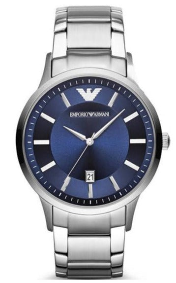 Buy Shop Emporio Armani Renato Blue Dial Silver Steel Strap Watch For Men - AR2477 USA Online