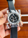 Buy Shop Emporio Armani Renato Chronograph Automatic Black Dial Black Leather Strap Watch For Men - AR60051 USA Online