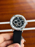 Buy Shop Emporio Armani Renato Chronograph Automatic Black Dial Black Leather Strap Watch For Men - AR60051 USA Online
