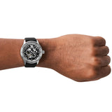 Buy Shop Emporio Armani Renato Chronograph Automatic Black Dial Black Leather Strap Watch For Men - AR60051 USA Online