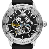 Buy Shop Emporio Armani Renato Chronograph Automatic Black Dial Black Leather Strap Watch For Men - AR60051 USA Online