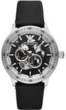 Buy Shop Emporio Armani Renato Chronograph Automatic Black Dial Black Leather Strap Watch For Men - AR60051 USA Online
