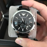 Buy Shop Emporio Armani Renato Chronograph Black Dial Black Leather Strap Watch For Men - AR2447 USA Online