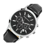 Buy Shop Emporio Armani Renato Chronograph Black Dial Black Leather Strap Watch For Men - AR2447 USA Online