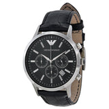 Buy Shop Emporio Armani Renato Chronograph Black Dial Black Leather Strap Watch For Men - AR2447 USA Online