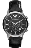Buy Shop Emporio Armani Renato Chronograph Black Dial Black Leather Strap Watch For Men - AR2447 USA Online