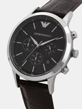 Buy Shop Emporio Armani Renato Chronograph Black Dial Brown Leather Strap Watch For Men - AR2482 USA Online