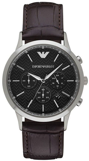 Buy Shop Emporio Armani Renato Chronograph Black Dial Brown Leather Strap Watch For Men - AR2482 USA Online