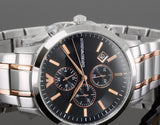 Buy Shop Emporio Armani Renato Chronograph Black Dial Two Tone Steel Strap Watch For Men - AR11165 USA Online