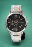 Buy Shop Emporio Armani Renato Chronograph Black Dial Two Tone Steel Strap Watch For Men - AR11165 USA Online