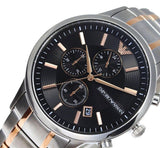 Buy Shop Emporio Armani Renato Chronograph Black Dial Two Tone Steel Strap Watch For Men - AR11165 USA Online