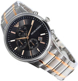 Buy Shop Emporio Armani Renato Chronograph Black Dial Two Tone Steel Strap Watch For Men - AR11165 USA Online