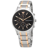 Buy Shop Emporio Armani Renato Chronograph Black Dial Two Tone Steel Strap Watch For Men - AR11165 USA Online