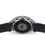 Buy Shop Emporio Armani Renato Chronograph Blue Dial Black Leather Strap Watch For Men - AR11216 USA Online