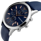 Buy Shop Emporio Armani Renato Chronograph Blue Dial Black Leather Strap Watch For Men - AR11216 USA Online