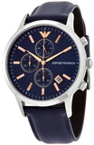 Buy Shop Emporio Armani Renato Chronograph Blue Dial Black Leather Strap Watch For Men - AR11216 USA Online