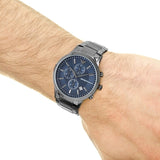Buy Shop Emporio Armani Renato Chronograph Blue Dial Grey Steel Strap Watch For Men - A11215 USA Online