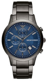 Buy Shop Emporio Armani Renato Chronograph Blue Dial Grey Steel Strap Watch For Men - A11215 USA Online