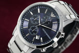 Buy Shop Emporio Armani Renato Chronograph Blue Dial Silver Steel Strap Watch For Men - AR11164 USA Online