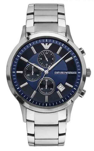Buy Shop Emporio Armani Renato Chronograph Blue Dial Silver Steel Strap Watch For Men - AR11164 USA Online