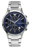 Buy Shop Emporio Armani Renato Chronograph Blue Dial Silver Steel Strap Watch For Men - AR11164 USA Online