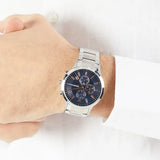 Buy Shop Emporio Armani Renato Chronograph Blue Dial Silver Steel Strap Watch For Men - AR11458 USA Online