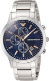 Buy Shop Emporio Armani Renato Chronograph Blue Dial Silver Steel Strap Watch For Men - AR11458 USA Online
