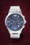 Buy Shop Emporio Armani Renato Chronograph Blue Dial Silver Steel Strap Watch For Men - AR2448 USA Online