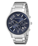 Buy Shop Emporio Armani Renato Chronograph Blue Dial Silver Steel Strap Watch For Men - AR2448 USA Online
